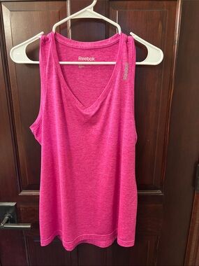Reebok Hot Pink V‑Neck Performance Tank Top